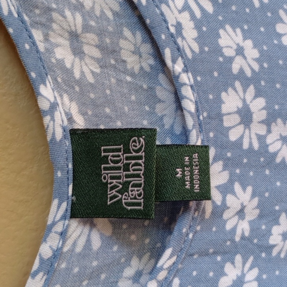 Wild Fable Floral Blue Cotton mini tank dress size M - Picture 5 of 8